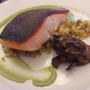 Sandbar - Salmon with pickled corn, mushroom and basil aioli sauce - AMAZING!!! - Bars Near Me - Cold Spring Harbor, New York Sandbar - Salmon with pickled corn, mushroom and basil aioli sauce - AMAZING!!! - Bars Near Me - Cold Spring Harbor, New York