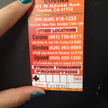 Aayna Threading Salon - Punch card - Threading Services Near Me - Covina, California