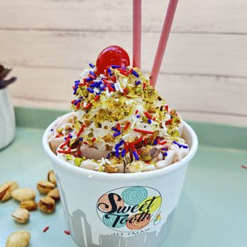 Sweet Tooth Rolled Ice Cream - Pistachio Cherry Cake!! Pistachios, cherry & NY cheesecake! Yum! - Desserts Near Me - Calgary, Alberta Sweet Tooth Rolled Ice Cream - Pistachio Cherry Cake!! Pistachios, cherry & NY cheesecake! Yum! - Desserts Near Me - Calgary, Alberta