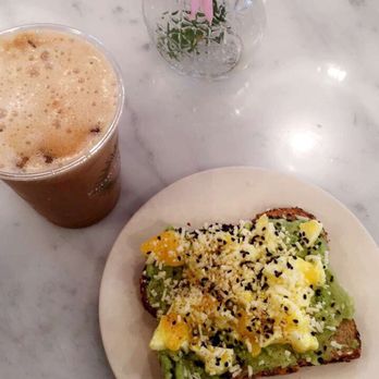 Flower Child - Crushed avo toast and latte - Salad Near Me - Del Mar, California Flower Child - Crushed avo toast and latte - Salad Near Me - Del Mar, California