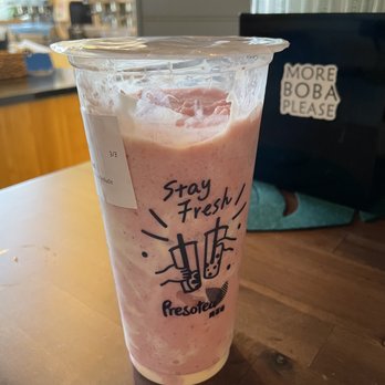 Presotea - Strawberry Cloud not filled to the top. - Coffee & Tea Near Me - Foothill Ranch, California Presotea - Strawberry Cloud not filled to the top. - Coffee & Tea Near Me - Foothill Ranch, California