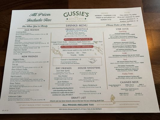 Menu photo 2 Gussie's Raleigh, NC