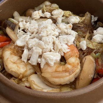 Sisters Thai  - Shrimp, Crab Meat, Mushrooms , Brussel Sprouts and Cellophane Noodles - Thai Near Me - Alexandria, Virginia