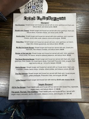 Menu photo 3 Cooks Underground Logan, UT