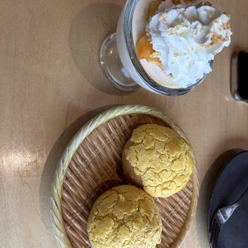Mama Chang - Dessert: Baked Egg Yolk Pineapple Bun (2) Yogurt cream parfait - 100/10 amazing - Chinese Near Me - Fairfax, Virginia Mama Chang - Dessert: Baked Egg Yolk Pineapple Bun (2) Yogurt cream parfait - 100/10 amazing - Chinese Near Me - Fairfax, Virginia