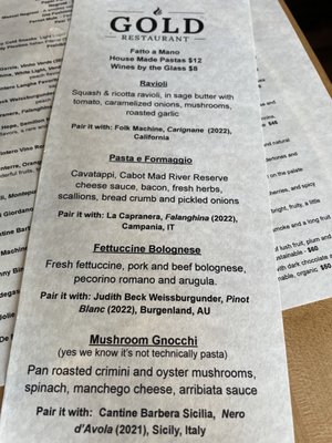 Menu photo 2 Gold Restaurant Burlington, VT