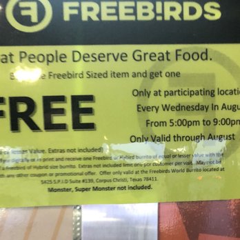 Freebirds World Burrito - Free burrito- Count me in! - Tex-Mex Near Me - Corpus Christi, Texas Freebirds World Burrito - Free burrito- Count me in! - Tex-Mex Near Me - Corpus Christi, Texas