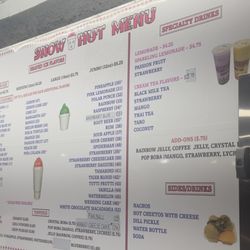 Snow Hut Shaved Ice - Menu