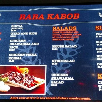 Baba Kabob - Older right menu screen - Mediterranean Near Me - San Diego, California