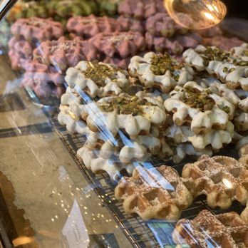Nero Waffles - Mini leige waffles on display - vanilla custard is the way to go! - Waffles Near Me - Vancouver, British Columbia