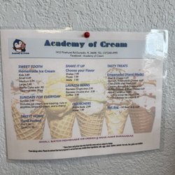 Academy of Cream - Menu