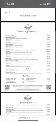 Menu photo 7 Mister O1 Extraordinary Pizza Doral, FL