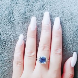 Acrylic extensions with shellac overlay Acrylic extensions with shellac overlay