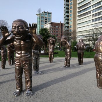 Morton Park - Yue Minjun; A-Maze-Ing Laughter; 2009; painted bronze - Parks Near Me - Vancouver, British Columbia Morton Park - Yue Minjun; A-Maze-Ing Laughter; 2009; painted bronze - Parks Near Me - Vancouver, British Columbia