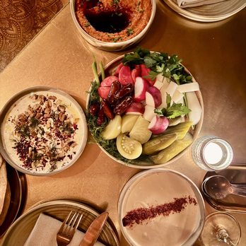 Maydan - Mezze with hummus Muhamarra and walnut casik - Moroccan Near Me - Washington, DC, District of Columbia