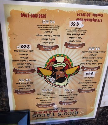 Menu photo 4 Rico's Tacos Franklin, NC