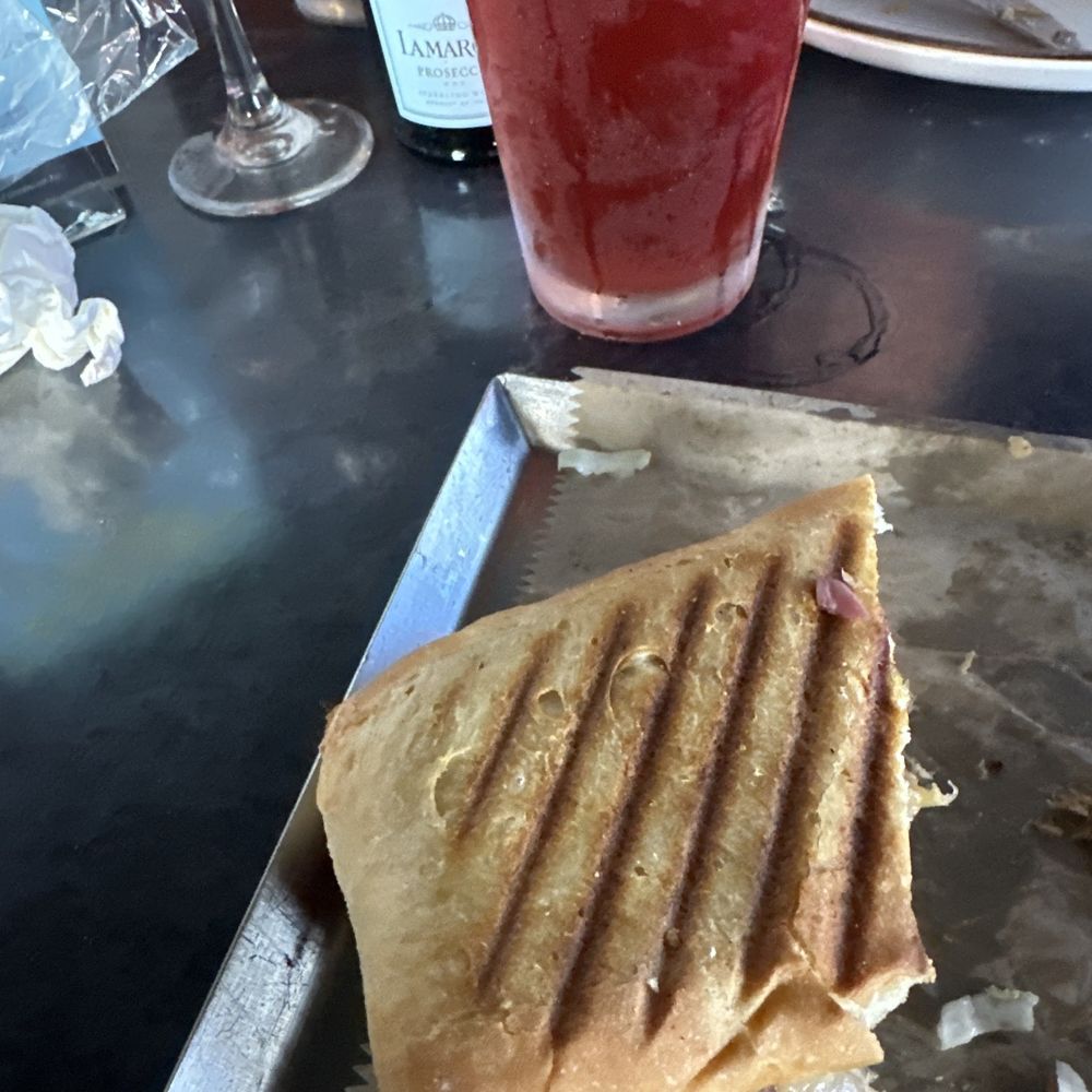 Cuban sandwich and strawberry beer Cuban sandwich and strawberry beer