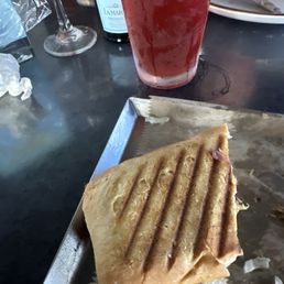 Cuban sandwich and strawberry beer Cuban sandwich and strawberry beer