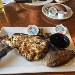 Black and blue ribeye dinner. Black and blue ribeye dinner.
