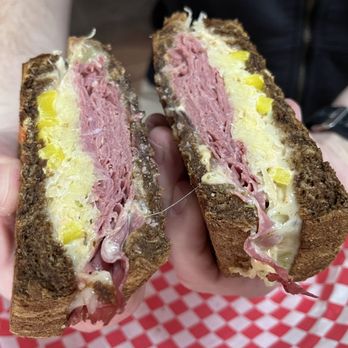 Mimis Deli - Ultimate Reuben Corned Beef Kraut Bacon Banana Peppers Swiss Cheese Signature Sauce - Delis Near Me - Hixson, Tennessee Mimis Deli - Ultimate Reuben Corned Beef Kraut Bacon Banana Peppers Swiss Cheese Signature Sauce - Delis Near Me - Hixson, Tennessee