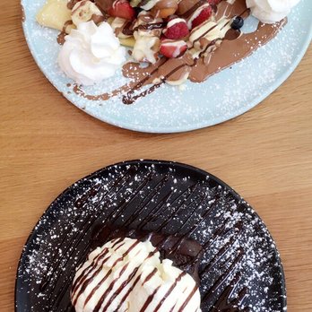 D Spot Dessert Cafe - Brownie with icecream and fruit lovers crepe - Desserts Near Me - Toronto, Ontario