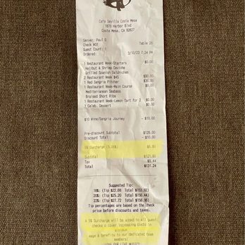 Cafe Sevilla - " A 5% Surcharge will be added to all guest checks to cover increasing costs in minimum wage & benefits to our dedicated team members!" - Spanish Near Me - Costa Mesa, California