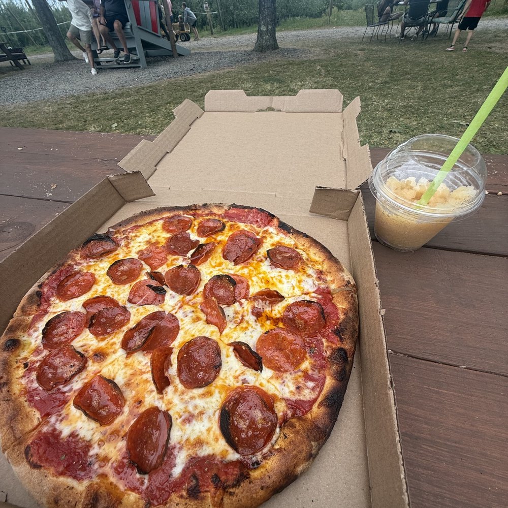 Apples And Moore - Pizza and cider slushie - CSA Near Me - Watkins Glen, New York Apples And Moore - Pizza and cider slushie - CSA Near Me - Watkins Glen, New York