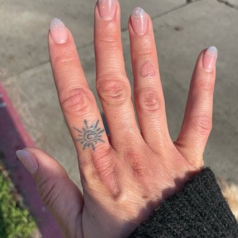 Poway Nails & Spa - Almond shaped glitter French. Acrylic with gel. - Nail Salons Near Me - Poway, California Poway Nails & Spa - Almond shaped glitter French. Acrylic with gel. - Nail Salons Near Me - Poway, California