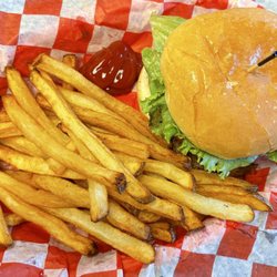 The Old Gin - French fries and a burger