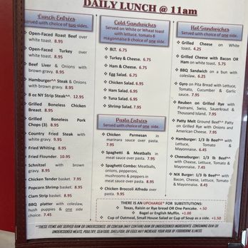 Nix Restaurant - Menu 11/24 - Breakfast & Brunch Near Me - Chesapeake, Virginia