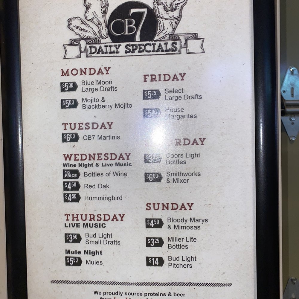 CharBar No 7 - Drink Specials Menu - Seafood Near Me - Greensboro, North Carolina