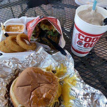 Cook Out - Double burger cheddar style with onion rings , walking taco and chocolate malt - Burgers Near Me - Myrtle Beach, South Carolina Cook Out - Double burger cheddar style with onion rings , walking taco and chocolate malt - Burgers Near Me - Myrtle Beach, South Carolina