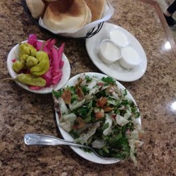 Fattoush and bread Fattoush and bread