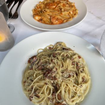 Villa Francesca - The Spaghetti alla Carbonara & Fettuccine Con Gamberi - Italian Near Me - Boston, Massachusetts Villa Francesca - The Spaghetti alla Carbonara & Fettuccine Con Gamberi - Italian Near Me - Boston, Massachusetts