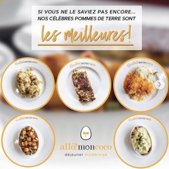 Allô! Mon Coco - Amoureux des patates, on a pensé à vous Choisissez parmi nos 5 options de patates, toutes aussi bonnes les unes que les autres - Breakfast & Brunch Near Me - Laval, Quebec