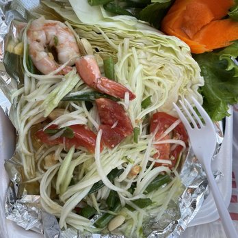 Thai Star BBQ - Papaya salad 1 piece shrimp and 1 shrimp tail ?? Wtf... - Thai Near Me - Corona, California Thai Star BBQ - Papaya salad 1 piece shrimp and 1 shrimp tail ?? Wtf... - Thai Near Me - Corona, California