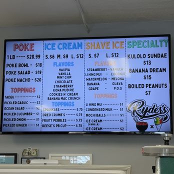 Ryders Poke And Shave Ice - Their Menu - Shaved Ice Near Me - Aiea, Hawaii Ryders Poke And Shave Ice - Their Menu - Shaved Ice Near Me - Aiea, Hawaii