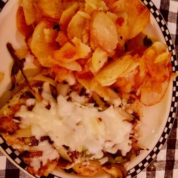 Sonny's Kitchen - my smothered chicken entree with double American fries as sides - Breakfast & Brunch Near Me - Oregon, Wisconsin