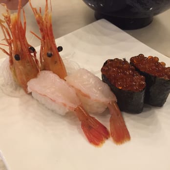 Ushio Sushi - Sweet shrimp and ikura (soaks in his own recipe of sake which makes the ikura super flavorful) - Sushi Bars Near Me - Davie, Florida Ushio Sushi - Sweet shrimp and ikura (soaks in his own recipe of sake which makes the ikura super flavorful) - Sushi Bars Near Me - Davie, Florida