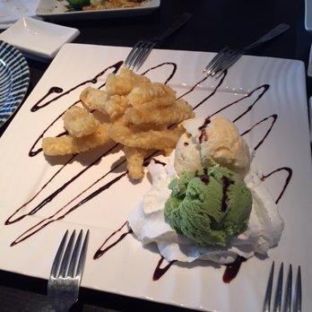 Sakura Restaurant - Banana tempura with green tea and vanilla ice cream - Japanese Near Me - Alameda, California