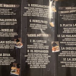 La Rebelde Food Truck - Menu back