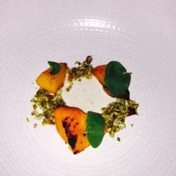 Pumpkin roasted whole mulling spices, bacon, apple cider by prodigy 16 years old chef Flynn McGarry dinner JAN 2015