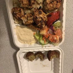 Chicken Kebob Platter with falafels
