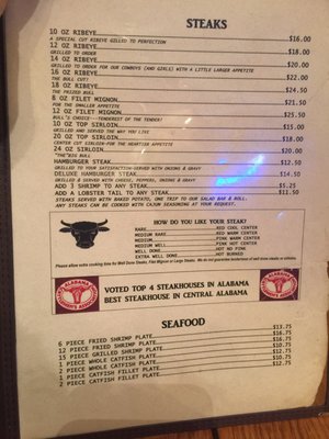 Menu photo 2 Bull Pen Steakhouse Oakman, AL