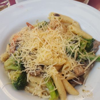Carnation Cafe - Penne pasta with shrimp, mushroom, and garlic sauce - way better pasta than other places - American Near Me - Anaheim, California