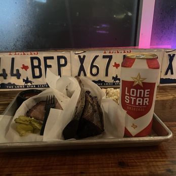 Black's Barbecue Austin - Brisket, beef rib, cole slaw and a Lone Star of course. - Barbeque Near Me - Austin, Texas