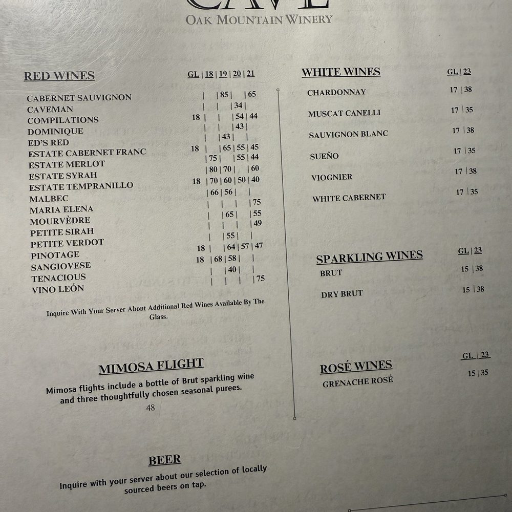 Cave Restaurant - Menu as of 8.31.25 - Venues & Event Spaces Near Me - Temecula, California