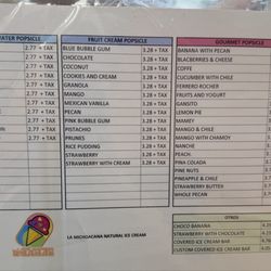 La Michoacana Natural Ice Cream - Menu