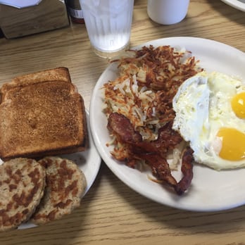 Whistle Stop Cafe - Two eggs sunny side up with hash browns, side of bacon, sausage patties and wheat toast - Breakfast & Brunch Near Me - Fox Lake, Illinois Whistle Stop Cafe - Two eggs sunny side up with hash browns, side of bacon, sausage patties and wheat toast - Breakfast & Brunch Near Me - Fox Lake, Illinois