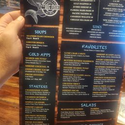 Main menu including kid's, soups, cold apps, and starters.